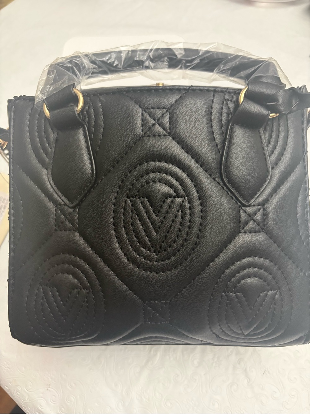 Valentino Orlandi Black Quilted Top-Handle Women's Bag